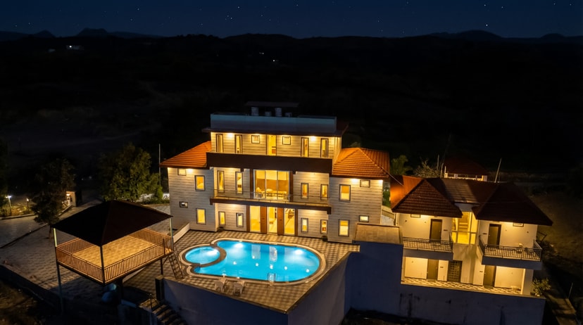 LTR1003 | 10-BHK Riverside Retreat with Pool, Garden, Elevated Gazebo in Nature & Mountain Views